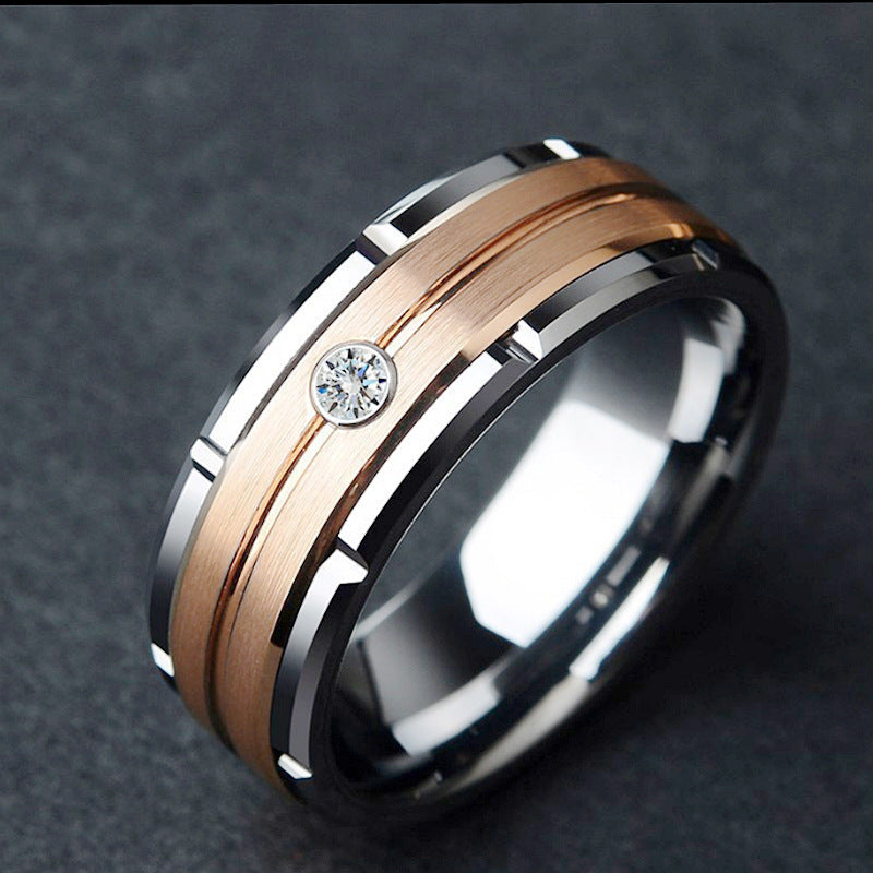 Herren Ring mit kunstvollem, zweifarbigen Design und funkelndem Akzent Shop Nory