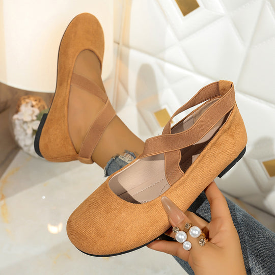 Damen Ballerinas mit elastischen Kreuzriemen und weichem Samtvelours-Obermaterial Shop Nory