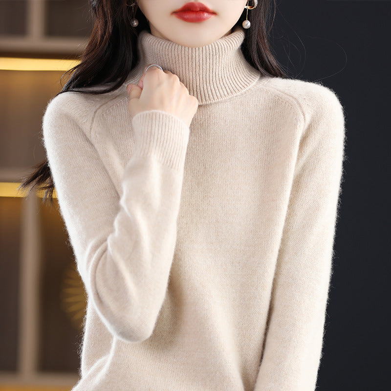 Damen Weicher Hochkragen-Pullover aus flauschigem Wollmix mit Raglanärmeln Shop Nory