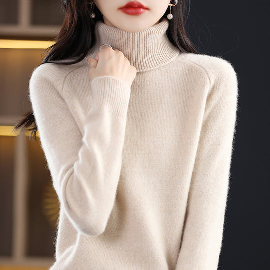 Damen Weicher Hochkragen-Pullover aus flauschigem Wollmix mit Raglanärmeln Shop Nory