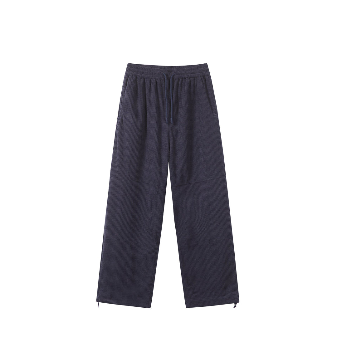 Damen Waffelstrick-Loungehose mit weitem Bein, elastischem Bund und Tunnelzug Shop Nory