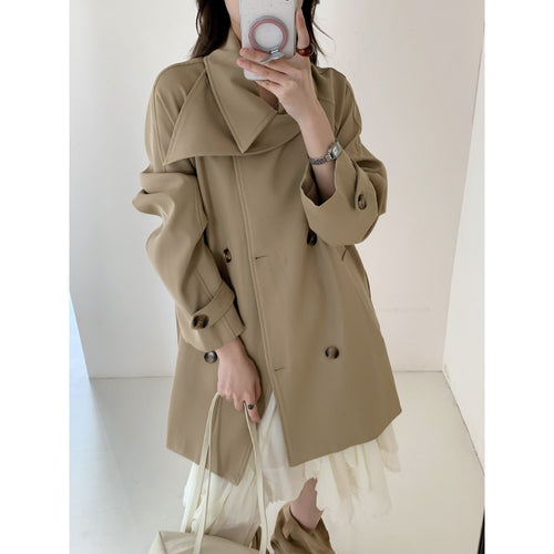 Damen Kurztrench mit extra weitem Revers, Raglanärmeln und Hornknopfdetails Shop Nory