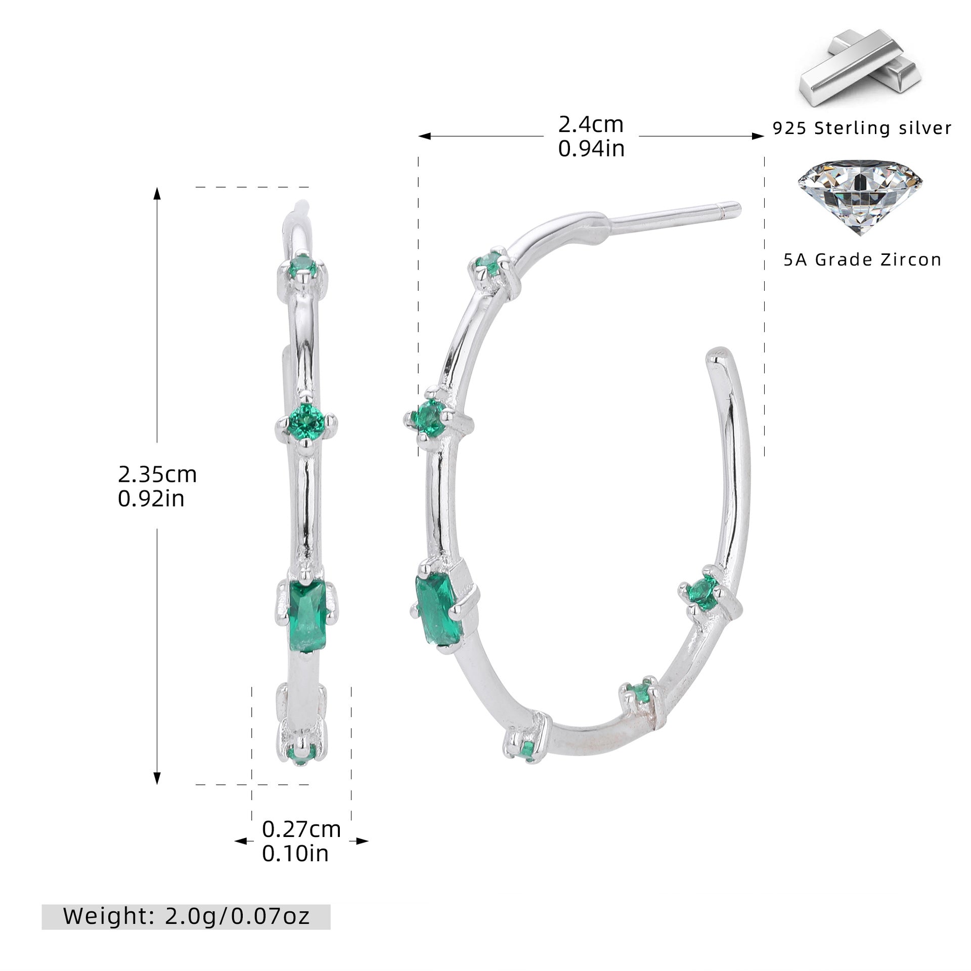 Damen Creolen mit funkelnden Zirkon-Akzenten und luxuriösem 925 Sterlingsilber Shop Nory