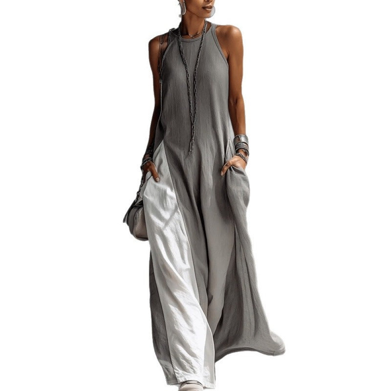 Damen Lässiges Maxikleid mit asymmetrischem Schnitt und tiefem Rückenausschnitt