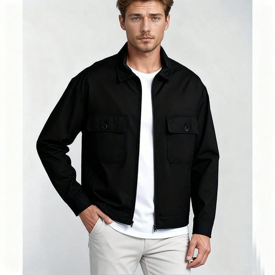Herren Overshirt im Workwear-Stil mit durchgehendem Reißverschluss und aufgesetzten Brusttaschen Shop Nory