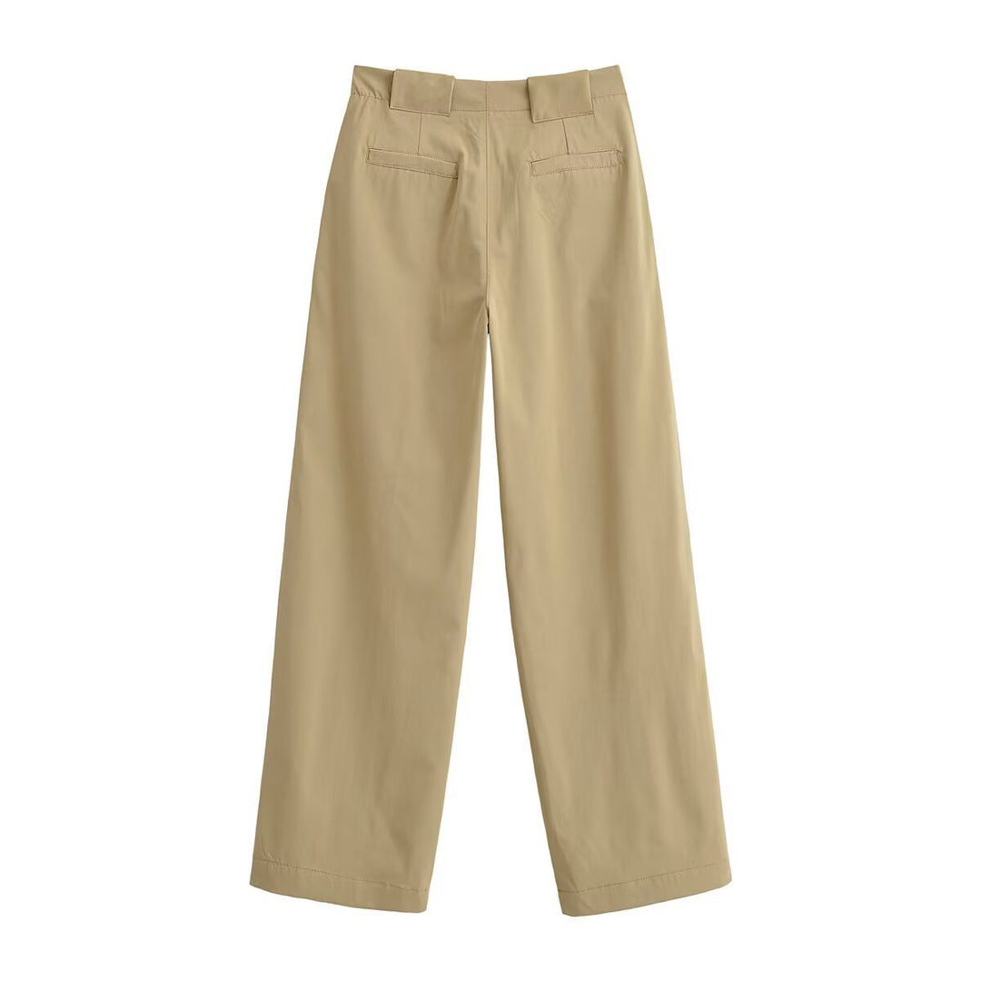 Damen Weite High Waist Hose mit Bundfalten, Bügelfalte und Eingrifftaschen Shop Nory