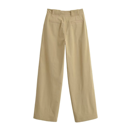 Damen Weite High Waist Hose mit Bundfalten, Bügelfalte und Eingrifftaschen Shop Nory