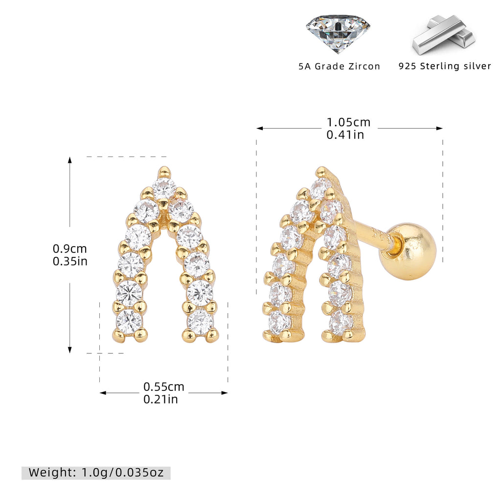 Damen Ohrstecker mit modernem Bogen-Design aus 925 Sterling Silber und funkelnden Zirkonia Shop Nory