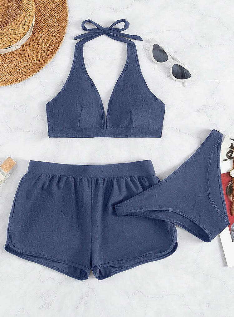 Damen Sport-Bikini-Set mit hoch geschnittenem Oberteil und komfortablen Shorts