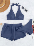 Damen Sport-Bikini-Set mit hoch geschnittenem Oberteil und komfortablen Shorts