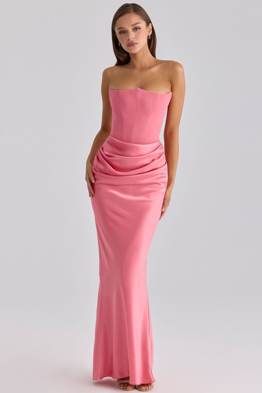Damen Elegantes Abendkleid mit Herz-Ausschnitt und schimmerndem Oberteil Shopnory