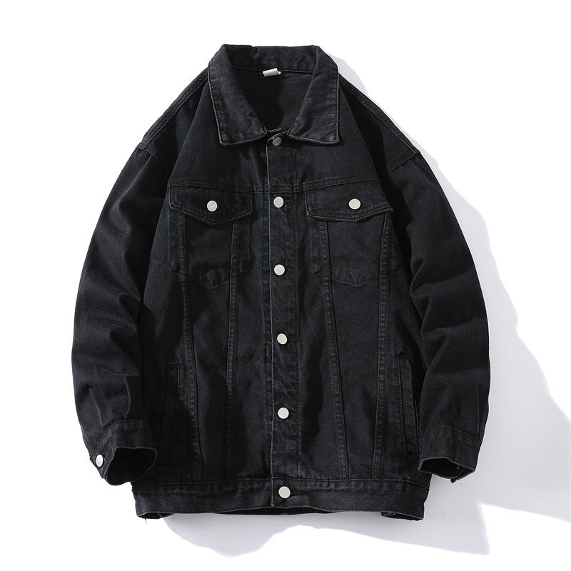 Unisex Oversize-Jeansjacke aus robustem Denim mit Druckknopfleiste Shop Nory