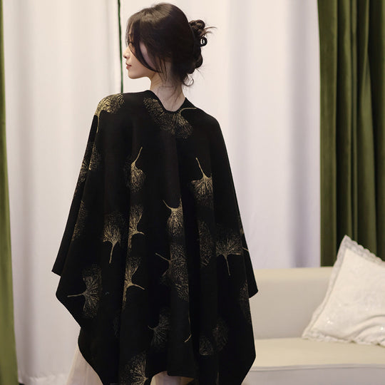 Damen Reversibler Feinstrick-Cape mit eingewebtem Pusteblumen-Jacquard Shop Nory