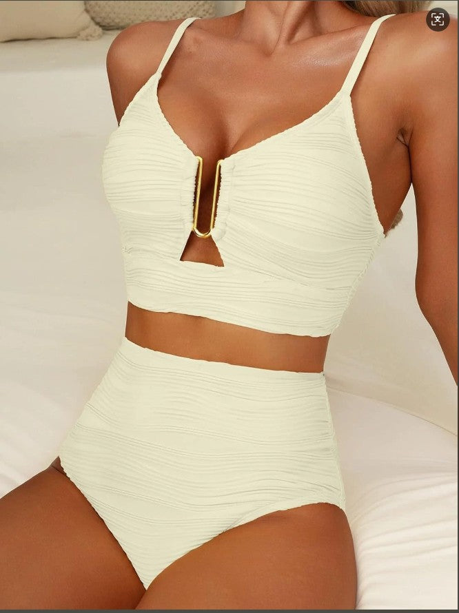 Damen Hochtailliertes Bikini-Set mit modischem Cut-Out