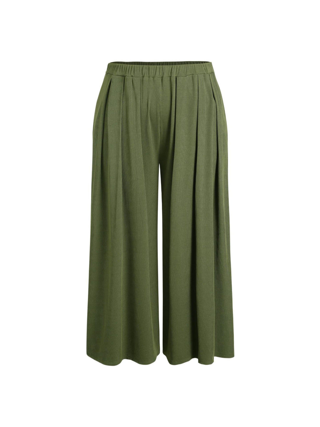 Damen Weite Feinstrick-Palazzohose mit hohem Elastikbund und Faltenfall Shop Nory