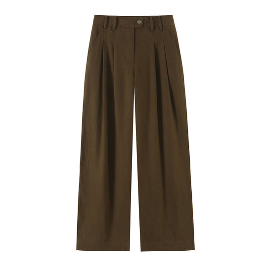 Damen Hochtaillierte weite Bundfaltenhose mit weitem Bein Shop Nory
