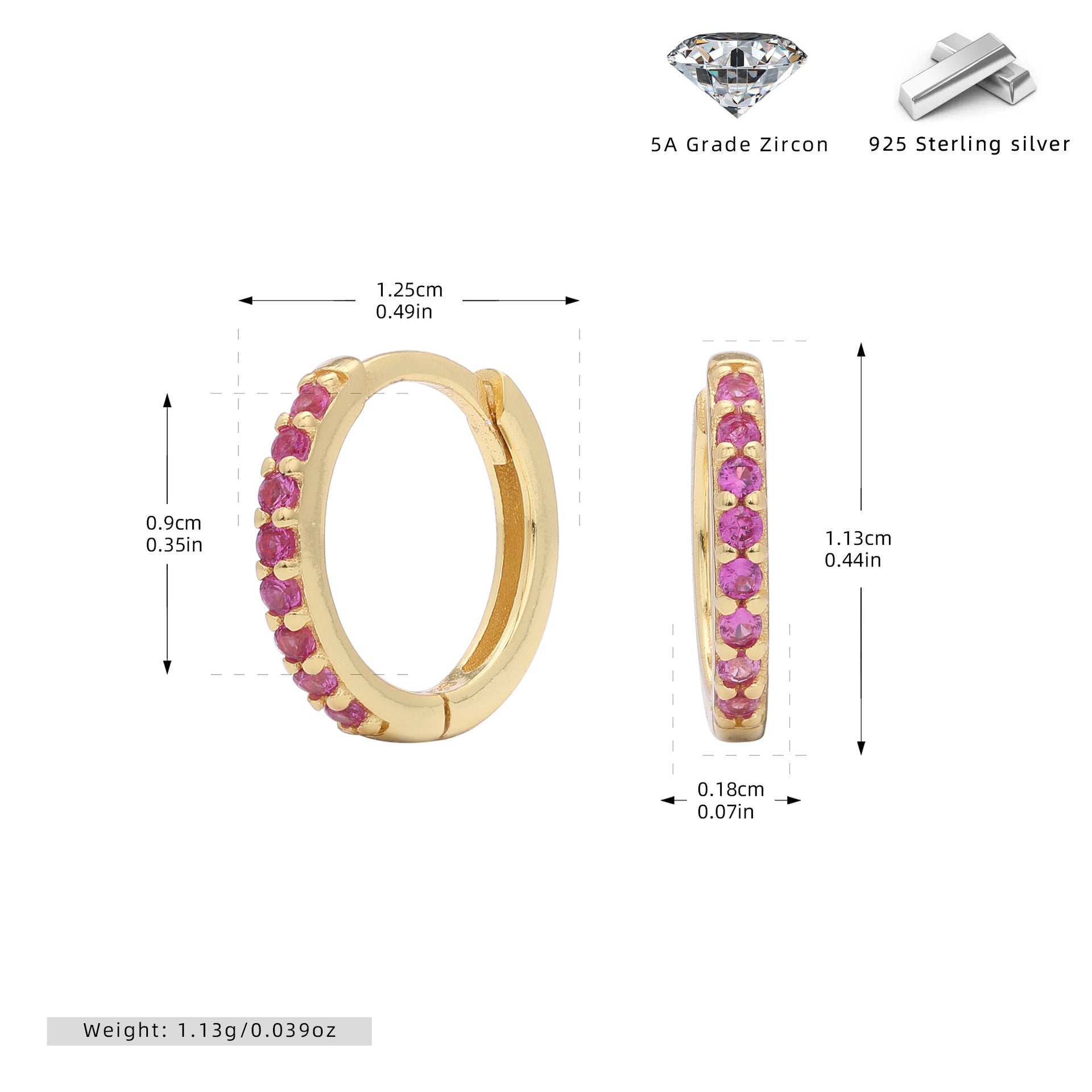 Damen Creolen mit funkelnden Zirkonsteinen und hochwertigem 925 Sterling Silber Shop Nory