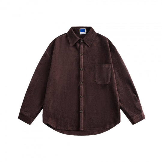 Unisex Oversize Samt-Hemdjacke mit Brusttasche und durchgehender Knopfleiste Shop Nory