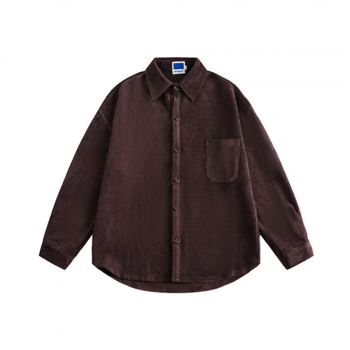Unisex Oversize Samt-Hemdjacke mit Brusttasche und durchgehender Knopfleiste Shop Nory
