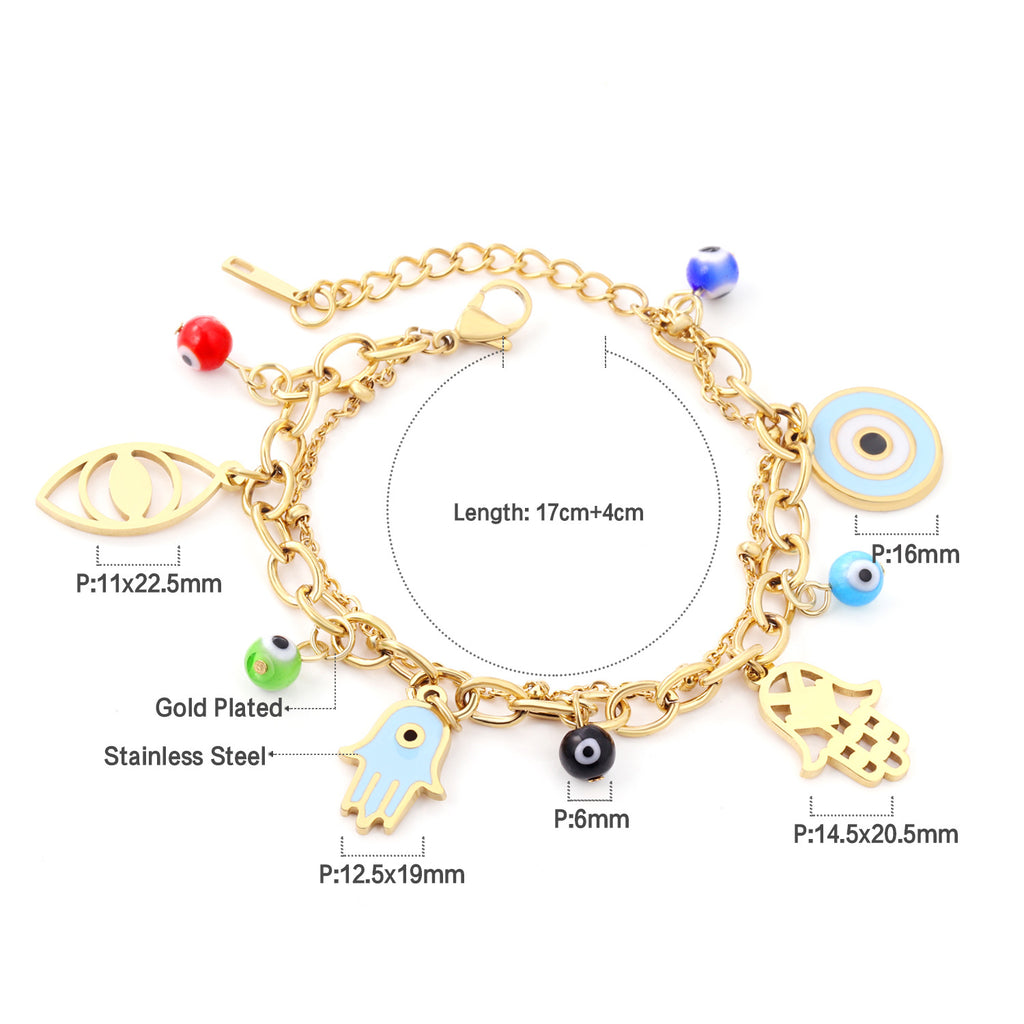 Damen Armband mit farbenfrohen Perlen und hochwertiger Edelstahl-Kette Shop Nory