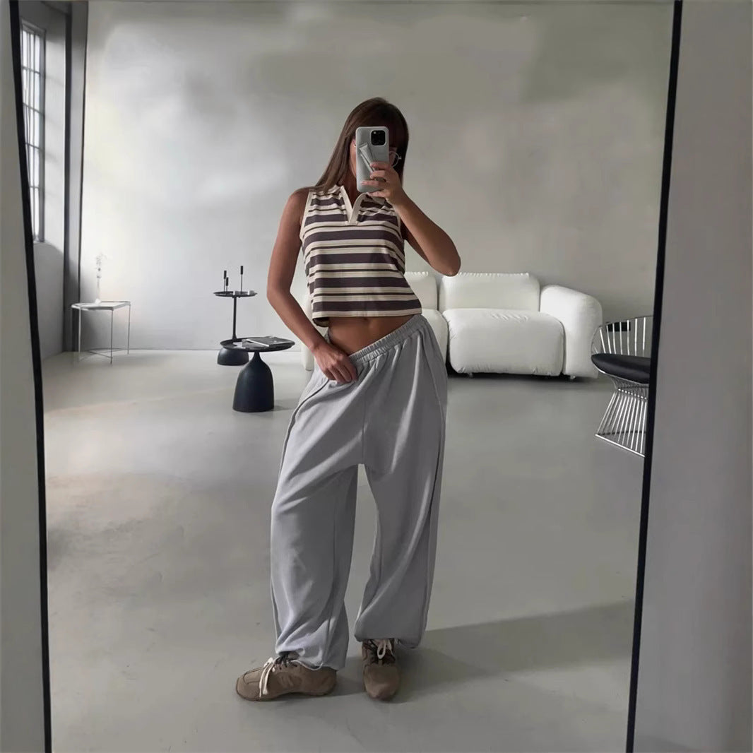 Damen locker sitzende High-Waist Sweatpants mit weitem Bein und elastischem Bund Shop Nory