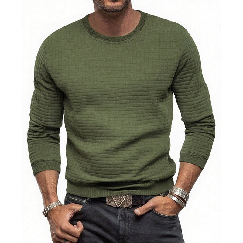 Herren nan strukturiertes Rundhals-Sweatshirt aus gesteppter Baumwollmischung