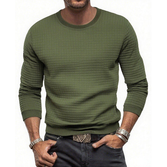 Herren nan strukturiertes Rundhals-Sweatshirt aus gesteppter Baumwollmischung