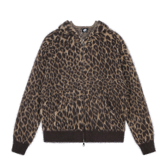 Damen Kuschel-Strickjacke mit Reißverschluss und Leopardenjacquard Shop Nory