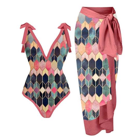 Damen Bademode-Set mit stilvollem Wickelrock Shopnory