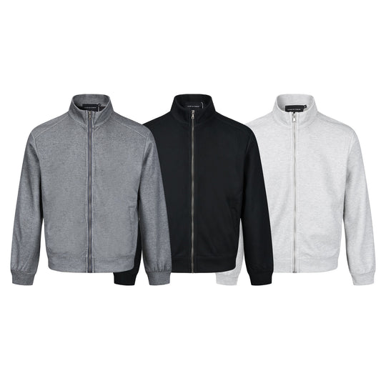 Herren Leichte Sweatjacke aus Baumwoll‑Mix mit Stehkragen, durchgehendem Reißverschluss und Eingrifftaschen Shop Nory