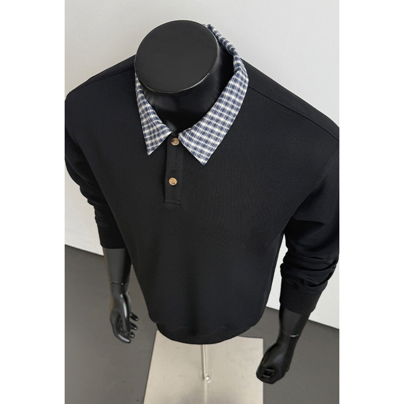 Herren Sportlicher Sweatshirt mit Kragen und Schultergurt Shop Nory