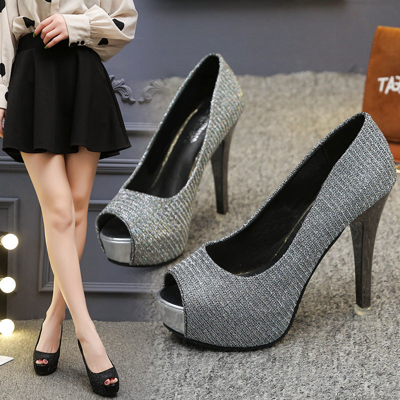 Damen Peep-Toe High Heels mit schickem Metallic-Akzent und bequemem Innenfutter