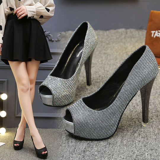 Damen Peep-Toe High Heels mit schickem Metallic-Akzent und bequemem Innenfutter