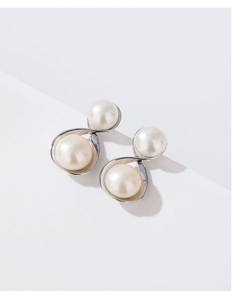 1 Paar 925 Sterling Silber Perle 925 Sterling Silber Ohrringe Geometrische Ohrstecker | Shop Nory