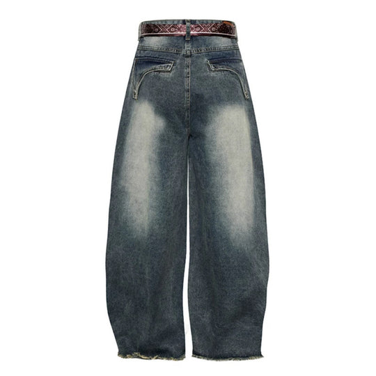 Damen Weite Denim-Culotte mit hohem Bund und Bandana-Gürtel Shop Nory