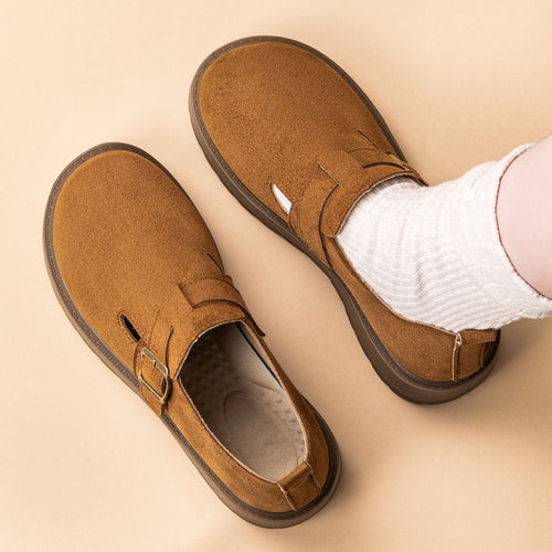Damen nan Plateau-Mary-Jane Slipper mit Velourslederoberfläche und verstellbarer Metallschnalle Shop Nory