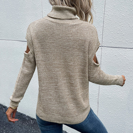Damen Grobstrickpullover mit Cut-Out-Schultern und kurzem Saum Shop Nory