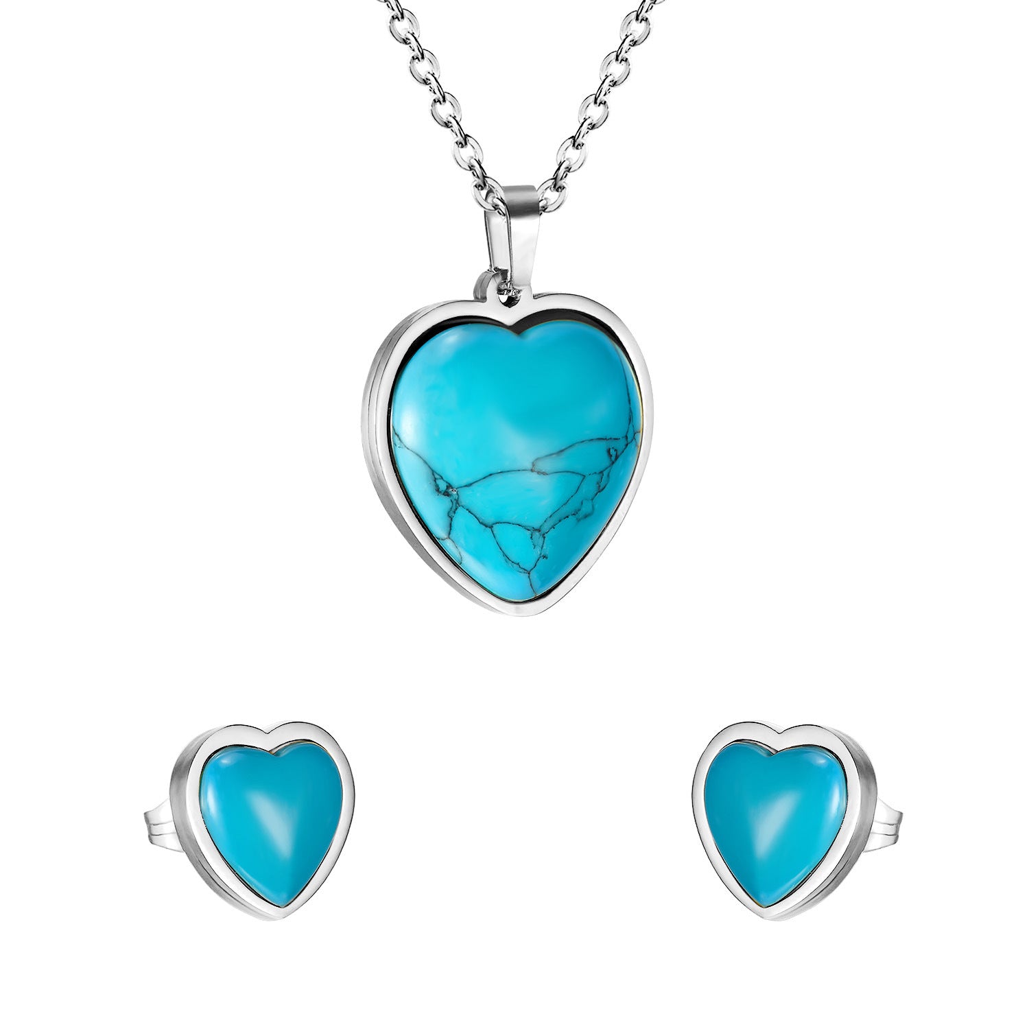 Damen Halskette und Ohrringe Set mit türkisfarbenen Zirkonia-Shop Nory