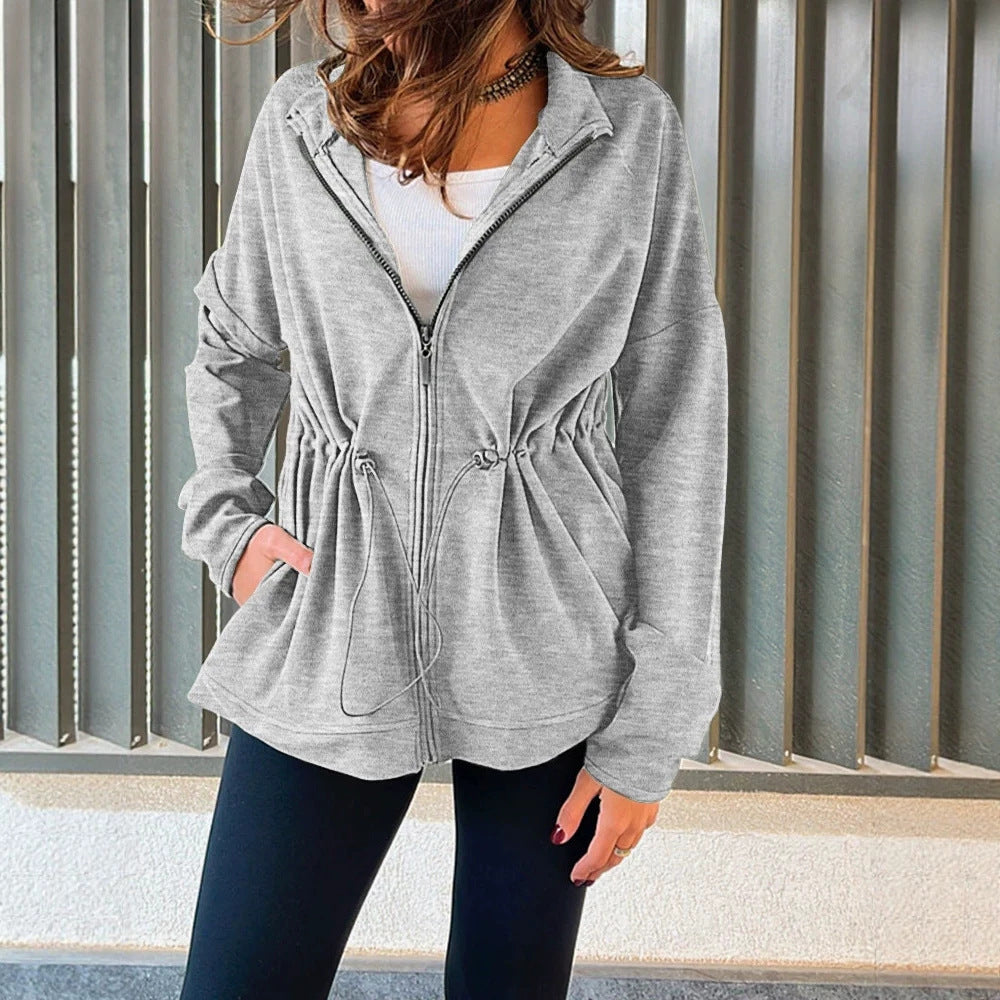 Damen Kapuzenjacke mit Taillen-Zugband, Reißverschluss und Eingrifftaschen Shop Nory