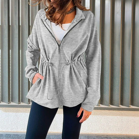 Damen Kapuzenjacke mit Taillen-Zugband, Reißverschluss und Eingrifftaschen Shop Nory