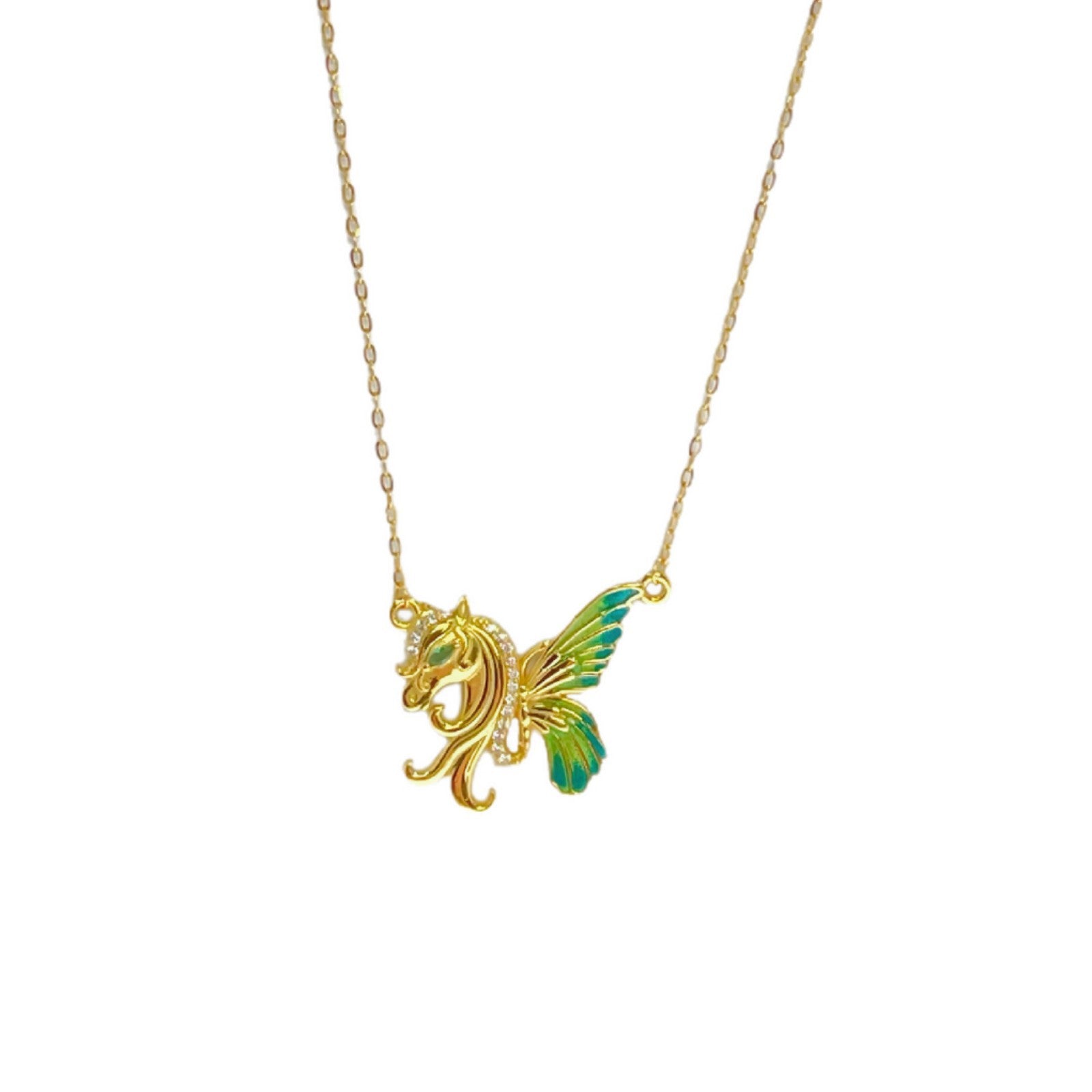 Damen Halskette mit kunstvollem Fabelwesen-Anhänger and funkelnden Akzenten Shop Nory