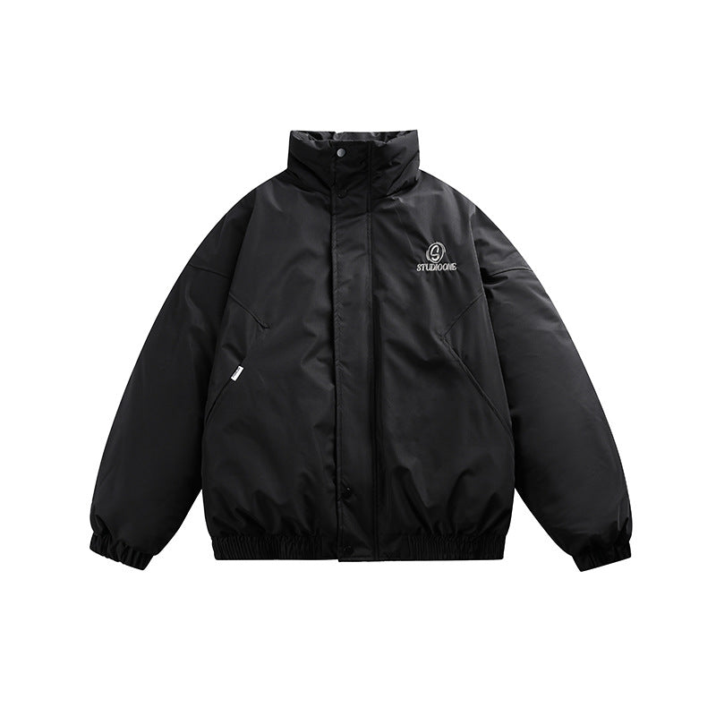 Unisex Boxy wattierte Kurzjacke mit Stehkragen und verdeckter Druckknopfleiste Shop Nory