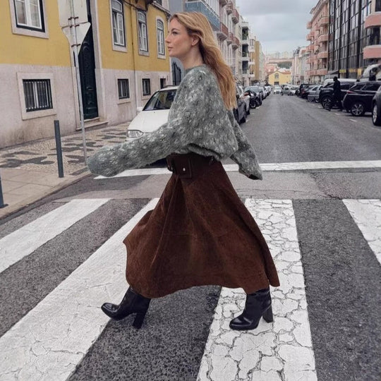 Damen Oversize Jacquard-Pullover aus weichem Mohair‑Mix mit Rundhalsausschnitt Shop Nory