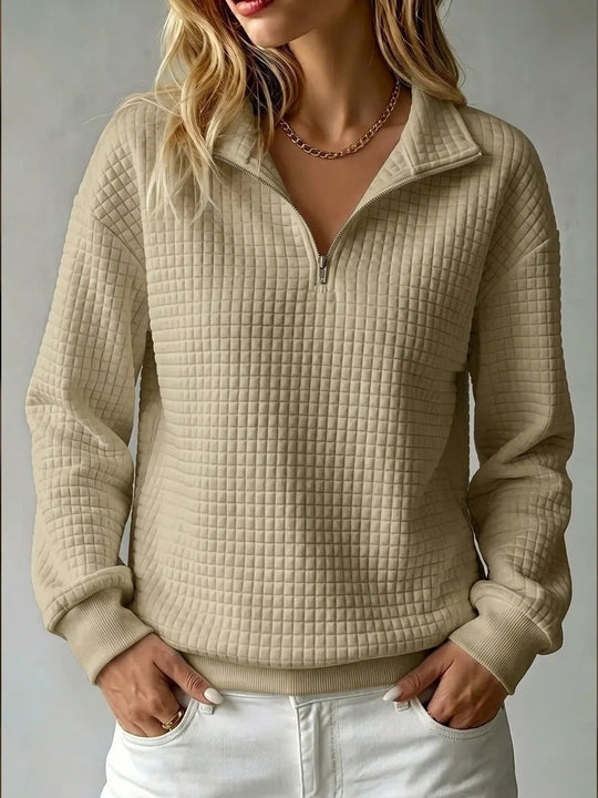 Damen Stepp-Fleece-Pullover mit halbem Reißverschluss und Stehkragen Shop Nory