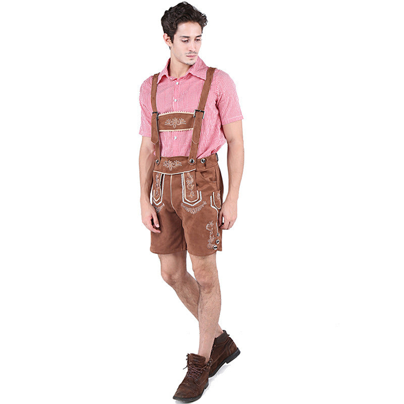 Herren nan Trachtenlederhose kurz mit Latzträgern und filigraner Stickerei Shop Nory