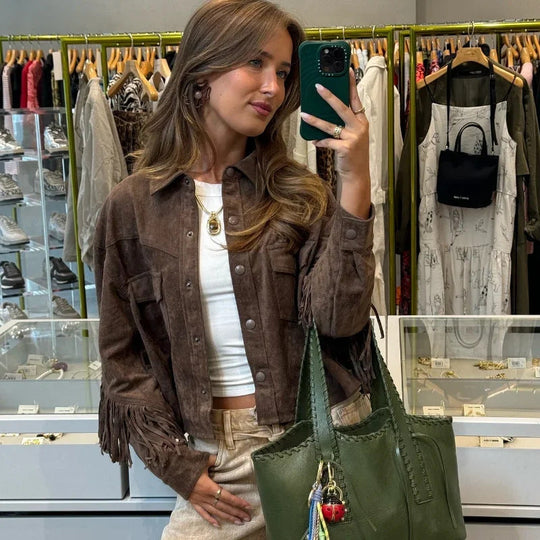Damen Wildlederjacke mit Fransen
