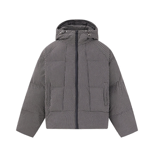 Unisex Kurz geschnittene wattierte Kapuzenjacke mit feiner Karosteppung Shop Nory