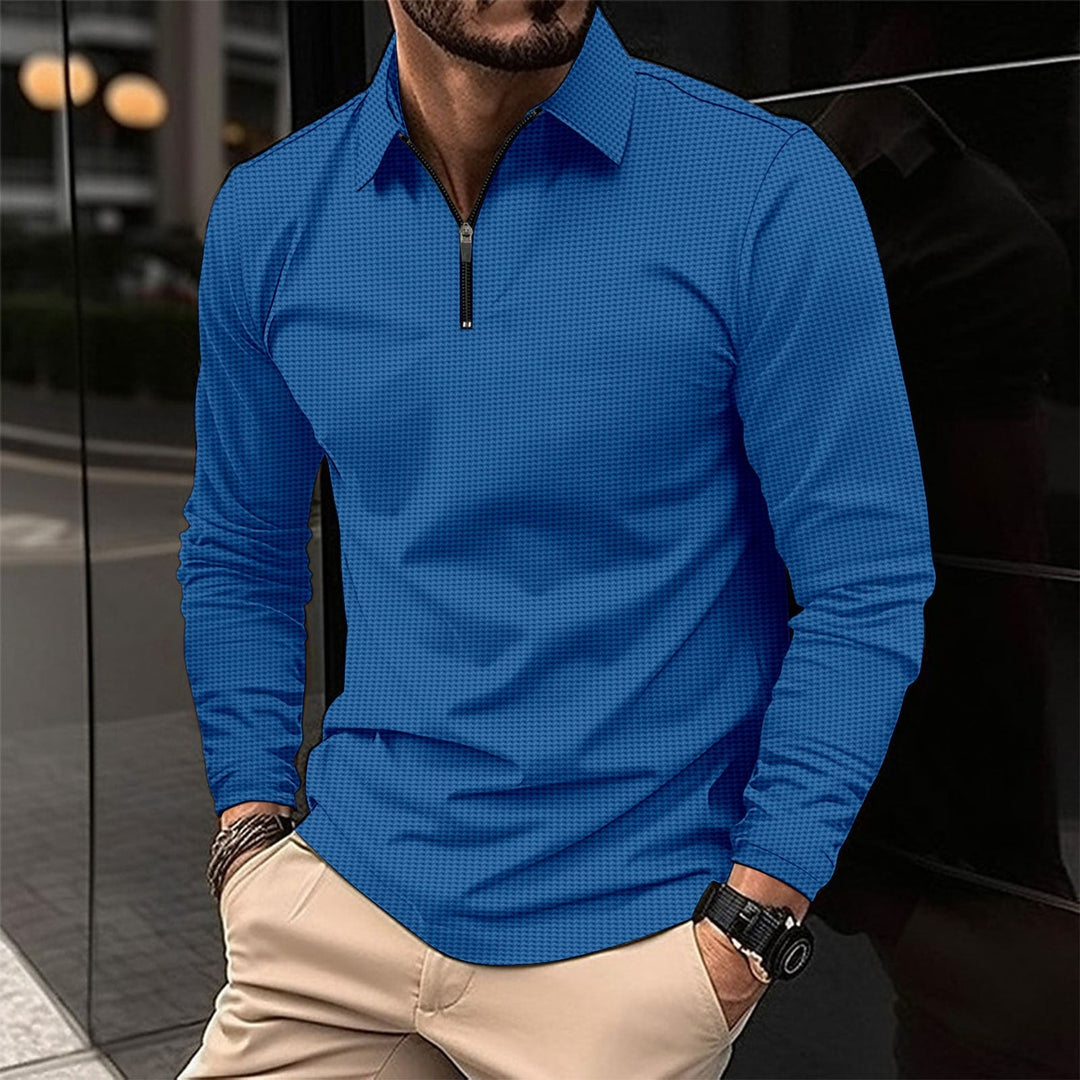 Herren Langarmshirt mit modernem Reißverschluss und strukturiertem Design