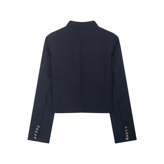 Damen Kurzer Militärinspirierter Wollmix-Blazer mit Stehkragen und Zierkordel-Detail Shop Nory