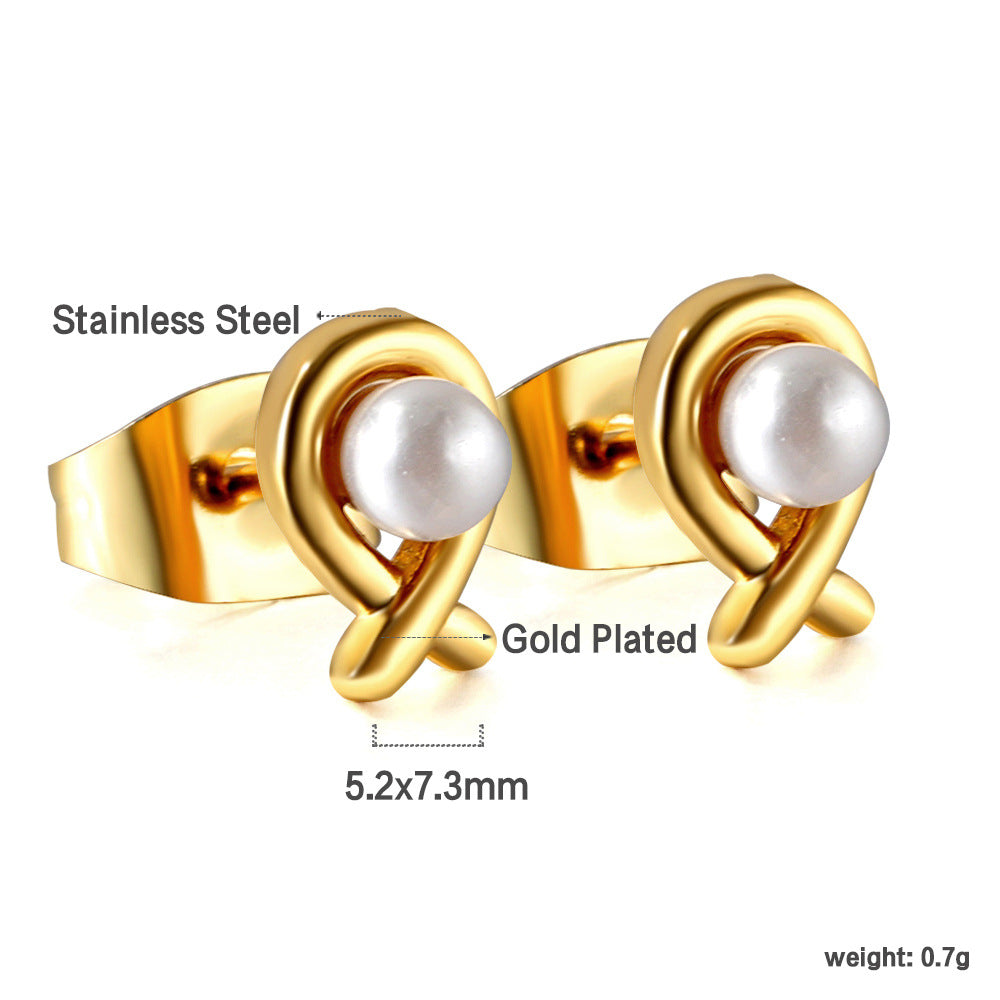 Damen Ohrstecker mit elegantem Perlen-Design und goldplattierter Oberfläche Shop Nory